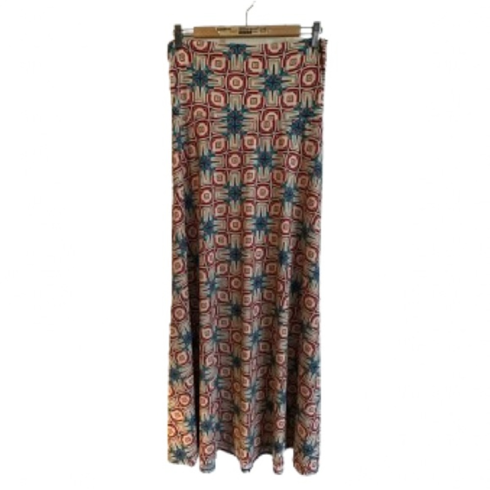LuLaRoe Geometric Maxi Skirt in Blue & Red - Size M